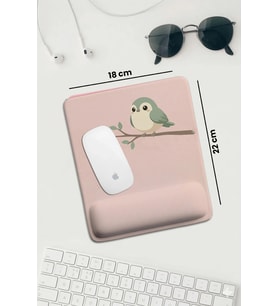 SonicTouch Pembe Bilek Destekli Minnoş Kuş Dikdörtgen Pürüzsüz Yüzey Ergonomik Mouse Pad 18x22cm
