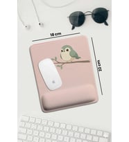 SonicTouch Pembe Bilek Destekli Minnoş Kuş Dikdörtgen Pürüzsüz Yüzey Ergonomik Mouse Pad 18x22cm