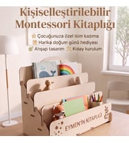 Kişiye Özel Montessori Ahşap Mini Kitaplık -Kişiye Özel Çocuk Odası Kitaplık -Kişiye Özel Masaüstü Mini Kitaplık- İsme özel kitaplık