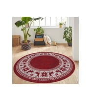 Eliana Home Baskılı, Yıkanabilir Kaymaz Taban Yuvarlak Halı LNA7044 120x120 cm (Kırmızı)