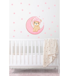 Efekt Reklam Pembe Ayıcık Ve Yıldızlar Çocuk Bebek Odası Dekorasyonu Duvar Stickerı