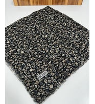Desenli Flamalı Keten Eşarp- 05653 (Füme)