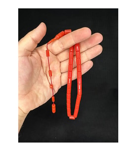 SEVGİLİYE ÖZEL HEDİYE SIKMA ÇUBUK KEHRİBAR TESBİH AÇIK KIRMIZI RENKLİ KAPSÜL KESİM 10,5MMX7MM H-164