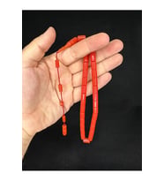 SEVGİLİYE ÖZEL HEDİYE SIKMA ÇUBUK KEHRİBAR TESBİH AÇIK KIRMIZI RENKLİ KAPSÜL KESİM 10,5MMX7MM H-164