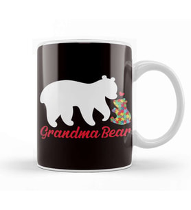 Grandma Bear Autism Awareness Autistic Puzzle Support Health Kupa Bardak Porselen