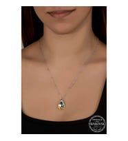 Swarovski Crystal Taşlı Top Zincir Damla Gümüş Kadın Kolye