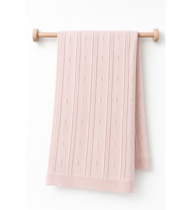%100 Pamuk Triko Bebek Battaniyesi 85x95 cm Kız Bebek Örgü Battaniye Pembe