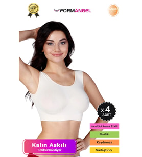 #Büstiyer Dikişsiz Seamless Kadın Esnek Yumuşak Kumaş Kalın Askılı Pedsiz Spor Büstiyer - 4 Adet (Ten)