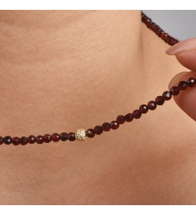14 Ayar Altın Kaplama Gümüş Lal Taşı (Garnet) Doğal Taş Gümüş Kolye - NGS00130