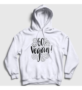Presmono Unisex Beyaz Go Vegan Vegetarian Vejetaryen Kapüşonlu Sweatshirt 542840tt (Beyaz)