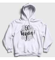 Presmono Unisex Beyaz Go Vegan Vegetarian Vejetaryen Kapüşonlu Sweatshirt 542840tt (Beyaz)
