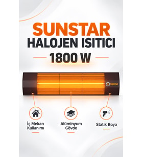 Sunstar Profesyonel 1800 W Halojen Isıtıcı – Alüminyum Gövde, Siyah Statik Boyalı Şık Tasarım