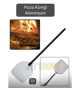 Pizza Küreği Alüminyum Lahmacun Küreği Saplı Fırın Küreği Asılabilir 33 cm Çaplı