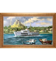 Çerçeveli Paspartulu Manzara Tablo ah1623 (Gold)
