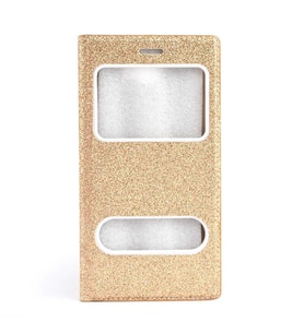 Galaxy A7 2016 Kılıf Simli Dolce Kapaklı Kılıf (Gold)