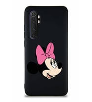 Xiaomi Mi Note 10 Lite Soft Premier Kapak Minnie Mouse-A Tasarımlı Silikon Kılıf - Siyah (Şeffaf)