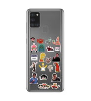 Samsung Galaxy A21S Uyumlu Sticker Tasarımlı Şeffaf Telefon Kılıfı
