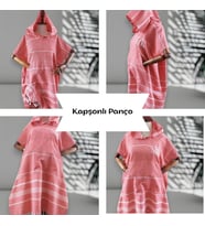 Kişiye Özel İsim Nakışlı Kapüşonlu Çocuk Pançosu (Kırmızı)
