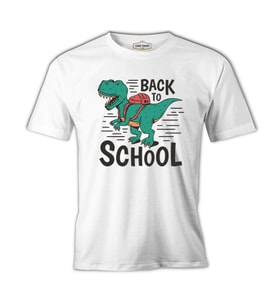 Dinosaur Back to School with the Bag Beyaz Erkek Tshirt