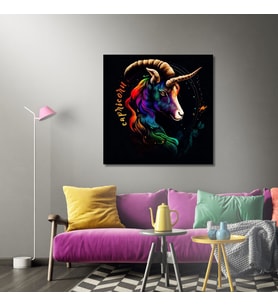 Tekli Kare Kanvas Astroloji ve Burç Tablosu Oğlak Burcu