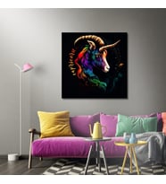 Tekli Kare Kanvas Astroloji ve Burç Tablosu Oğlak Burcu