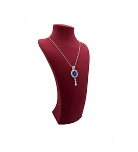 Süet Kumaş Bordo Renk Kolye Gerdanlık Zincir 25/12 Cm Takı Sergileme Mankeni