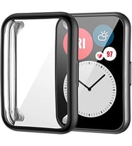 Huawei Watch Fit 2 Akıllı Saat ile uyumlu Tpu Çerçeveli Tam Kaplayan Toz ve Kirden Koruyan Ekran Koruyucu Çerçeveli Kılıf (SİYAH)