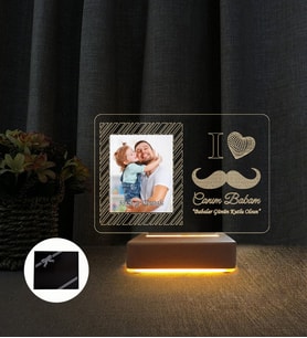 Babalar Günü Hediyesi İsimli Resimli Gece Lambası USB (Sarı)