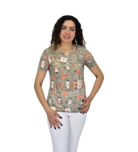 Kadın Kısa Kol Baskılı Bluz BGL-ST04688