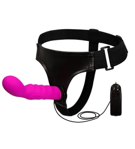 LilituShop 15,5 cm Belden Bağlamalı İçi Dolu Titreşimli Strapon Dildo