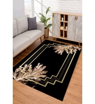 Dijital Kaymaz Taban Yıkanabilir Renkli Salon Halısı Mutfak Halısı Yolluk ND-SD-642 (Siyah)
