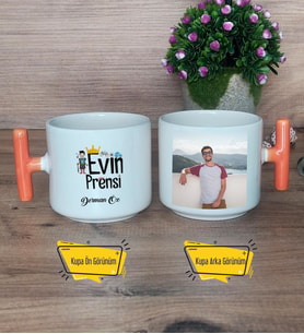 Evin Prensi Kupa Bardak Fotoğraflı T Turuncu Kulplu Erkek Kardeşe Abiye Çocuğa Doğum Günü Hediyesi