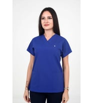 Deniz İş Kadın Likralı Yarasakol Saks Mavisi Renk Scrubs Teküst