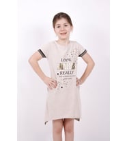 Toontoy Kız Çocuk Fabulous Baskılı Elbise (Kahve Melanj)