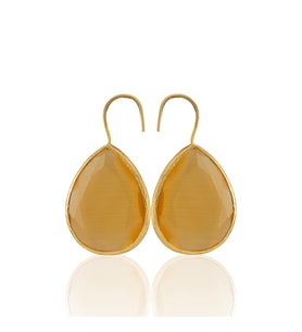 Kadir Jewellery 22 Ayar Altın Kaplama Damla Taşlı Küpe -El İşçiliği Ve Hipoalerjenik Küpe