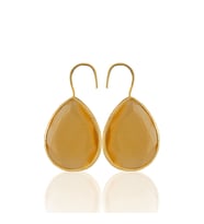 Kadir Jewellery 22 Ayar Altın Kaplama Damla Taşlı Küpe -El İşçiliği Ve Hipoalerjenik Küpe