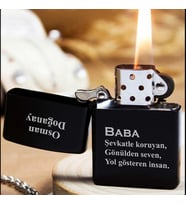 Kişiye Özel İsimli Benzinli Siyah Zippo Çakmak - Babalar Günü Baba Baskılı