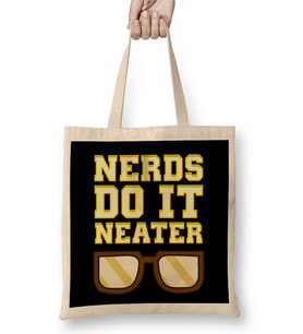 Funny Nerds Do It Neater Cool Nerdy Geeky Bez Çanta Uzun Saplı