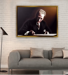Tablore Masada Çalışan Atatürk Tablosu Çerçeveli Kanvas Tablo Modern Salon Dekoru