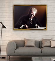 Tablore Masada Çalışan Atatürk Tablosu Çerçeveli Kanvas Tablo Modern Salon Dekoru