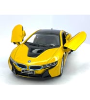 Bmw İ8 - Model Çek Bırak Oyuncak Metal Araba Sarı 13 Cm