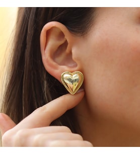 Kalp Bombshell Gold Kaplama Gümüş Küpe