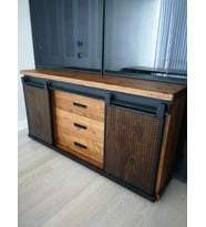 Deryawood ahşap masif demir çekmeceli sürgülü konsol 120*43*90 cm