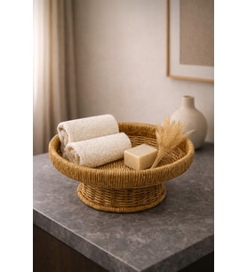 Hasır Rattan Ayaklı Meyvelik Sepet Bol Kase Çok Amaçlı 10*24CM