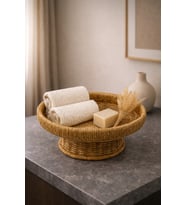 Hasır Rattan Ayaklı Meyvelik Sepet Bol Kase Çok Amaçlı 10*24CM