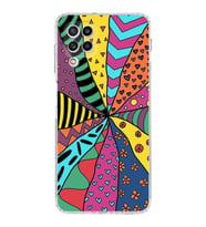 PrintiFy Samsung Galaxy M22 ile Uyumlu Retro Color 4  Kamera Korumalı Şeffaf  Kılıf