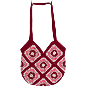 El Örgüsü Motif Desenli İçi Astarlı Omuz Çanta BGL-ST04724 (Mürdüm)