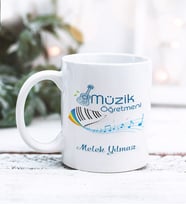 Müzik Öğretmeni Tasarımlı Kişiye Özel Kupa Bardak (Beyaz)