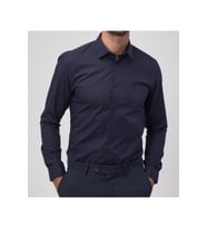 Erkek Lacivert Uzun Kol Slim Fit Klasik Gömlek