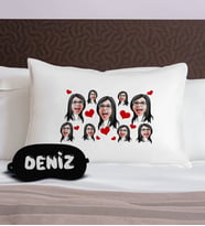 BK Gift Kişiye Özel Karikatürlü Pamuklu Yastık Kılıfı ve Göz Bandı Uyku Seti-4, Tasarım Ev Tekstili, Uyku Bandı, Ev Hediyesi